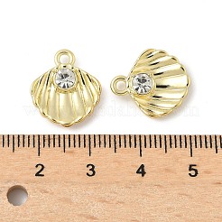合金ラインストーンペンダント  ラックめっき  鉛フリー＆カドミウムフリー  ゴールドカラー  シェル形状  16x14x4mm  穴：1.8mm&nbsp;PALLOY-F316-02C-G