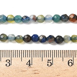 天然石瑪瑙ビーズ連売り  染め＆加熱  ラウンド  多面カット  カラフル  4mm  穴：0.5mm  約92個/連  14.57インチ（37cm）&nbsp;G-E469-12Z