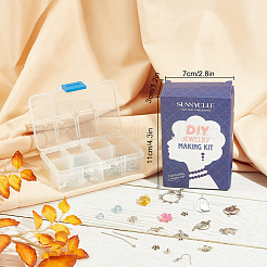 DIY鳥のイヤリングキット  花のガラスビーズを含む  金属製のペンダントとリンクコネクターとピアスフック  アンティークシルバー＆プラチナ&nbsp;DIY-SC0014-47