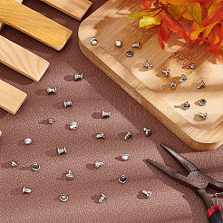 ステンレス鋼リベット  セミチューブラーリベット  衝突リベット  ステンレス鋼色  6x5.5mmと6x3mm  320セット/箱&nbsp;FIND-UN0001-68