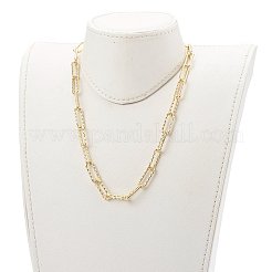 真鍮製ペーパークリップチェーンネックレス＆ブレスレット＆アンクレット＆ダングルピアスジュエリーセット  スプリングクラスプと316サージカルステンレススチールのピアスフック付き  ゴールドカラー  19.88インチ（50.5cm）  7-3/4インチ（19.6cm）  9-1/8インチ（23cm）  78mm&nbsp;SJEW-JS01184