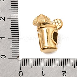 304ステンレススチールヨーロピアンビーズ  大穴ビーズ  傘付きのドリンク  18KGP本金メッキ  18.5x14.5x9.5mm  穴：5mm&nbsp;SA-CBA5CD0-10G