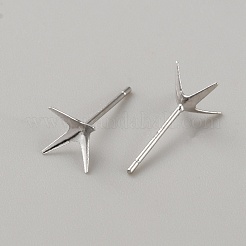 ロムジウムメッキ 925 スターリングシルバー スタッド イヤリング 金具  ピアスのセッティング  プラチナ  6x6mm  ピン：11x0.8mm&nbsp;STER-WH0009-15D-P