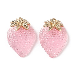 合金樹脂チャーム  苺  ゴールドカラー  パールピンク  26x18x6mm  穴：1.8mm&nbsp;CRES-D306-09G-B