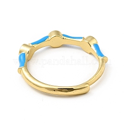 エナメルナザールボンジュウ調節リング  女性のための本物の 18 k 金メッキ真鍮ラッキー ジュエリー  ミックスカラー  usサイズ7（17.3mm）&nbsp;RJEW-I087-01G