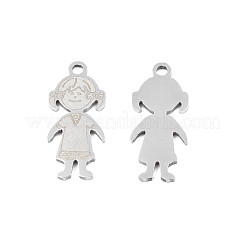 変色しない201ステンレススチールペンダント  女の子  ステンレス鋼色  18x7.5x1mm  穴：1.4mm&nbsp;STAS-N091-144P
