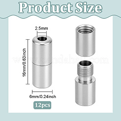 ステンレススチール製ネジ留め具12個  コラム  ステンレス鋼色  16x6mm  穴：2.5mm&nbsp;STAS-BC0004-25C