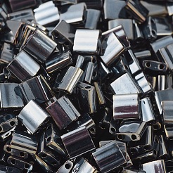 MIYUKIティラビーズ  日本製シードビーズ  2穴  （TL464)ライトガンメタル  5x5x1.9mm  穴：0.8mm  約118PCS /ボトル  10 G /ボトル&nbsp;SEED-JP0008-TL0464