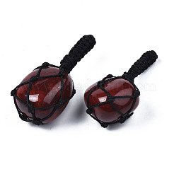 天然赤瑪瑙のペンダント  台湾ナイロン糸織り  ナゲット  40~60x20~27x12~24mm  穴：10~16mm&nbsp;G-N0326-93E