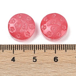 透明ガラスビーズ  月と星のフラットラウンド  焼き付け塗料  インディアンレッド  13x6mm  穴：1mm&nbsp;DGLA-E004-09C
