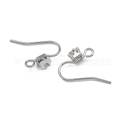 シェグレース 真鍮 パヴェ キュービックジルコニア イヤリング金具  耳ワイヤー  プラチナ  14x5mm  穴：2mm  ピン：0.8mm&nbsp;XGRQ4S784-741P