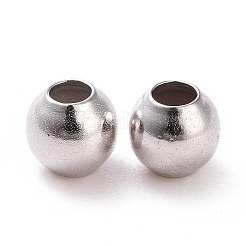 ロジウムメッキ 925 スターリングシルバー スペーサー ビーズ  ラウンド  プラチナメッキ  4mm  穴：1.4~1.5mm&nbsp;STER-L063-01P