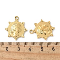 304ステンレスペンダント  人間味のある平べったい丸  イオンプレーティング（ip）  18KGP本金メッキ  23x20x2.5mm  穴：2mm&nbsp;STAS-Z122-34G