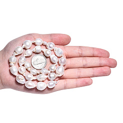 天然バロックパールケシパールビーズ連売り  養殖淡水パール  ラウンド  貝殻色  10~24x9~13mm  穴：0.6mm  約18~32個/連  14.96~15.55インチ（38~39.5cm）&nbsp;PEAR-S019-02E-01