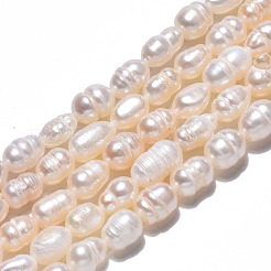 天然養殖淡水パールビーズ連売り  ねじり模様  ライス  貝殻色  6~12x5.5~6.5mm  穴：0.7mm  約43~45個/連  13.78インチ〜14.13インチ（35cm〜35.9cm）&nbsp;PEAR-N012-05E