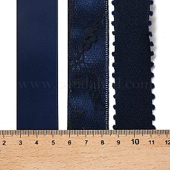 9 ヤード 3 スタイルのポリエステル リボン  DIY手作りクラフト用  髪のちょう結びとギフトの装飾  ダークブルーのカラーパレット  ミッドナイトブルー  1~1-1/8インチ（25~28mm）  約3ヤード/スタイル&nbsp;SRIB-A014-F05