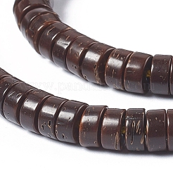 ココナッツビーズ連売り  ヒシビーズ  フラットラウンド  コーヒー  6x2.5~3mm  穴：1mm  111個/連  12.80''（32.5cm）&nbsp;COCB-D0002-10