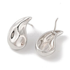 女性用ティアドロップ真鍮スタッドピアス  鉛フリー＆カドミウムフリー  プラチナ  19.5x11.5mm&nbsp;EJEW-Q772-03B-P