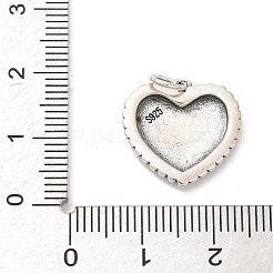 925スターリングシルバーペンダント  丸カンとスタンプ925個付き  アンティークシルバー  ハート  16.5x17x2mm  穴：3.5mm&nbsp;STER-R008-04AS-02