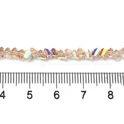 透明ガラスビーズ連売り  多面カット  ABカラー  三角形  桃パフ  4~4.5x4~4.5x2.5mm  穴：0.8mm  約128~136個/連  11.10''~12.44''（28.2~31.6センチメートル）&nbsp;EGLA-P061-04A-AB02