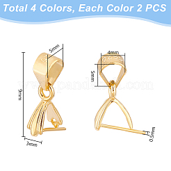 8個 4色 925スターリングシルバーアイスピックピンチベイル  ミックスカラー  9x5x3mm  ピン：0.5mm&nbsp;STER-PH0001-95