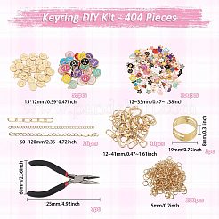 1袋のDIYキーホルダーキット  合金エナメルペンダント、スイベルクラスプ、カーブチェーン、オーバルリンクチェーン、ジャンプリング、プライヤー  ゴールドカラー  ミックスカラー  12~35x5~25x1~3mm  穴：1~3mm&nbsp;DIY-GL0007-19A