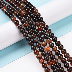 天然石瑪瑙ビーズ連売り  ラウンド  染め＆加熱  チョコレート  6mm  穴：1mm  約64個/連  14.5インチ&nbsp;X-G-D845-02-6mm