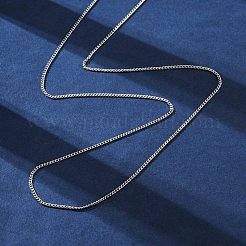 女性用真鍮カーブチェーンネックレス  304ステンレススチール製カニカン付き  ラックめっき  鉛フリー＆カドミウムフリー  長持ちメッキ  プラチナ  23.70インチ（60.2cm）&nbsp;NJEW-D302-73P