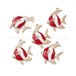 合金エナメルチャーム  ライトゴールド  魚のチャーム  ミックスカラー  27x25x3.5mm  穴：2.2mm&nbsp;ENAM-B049-01LG
