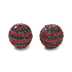 ストライプ柄ポリマークレイラインストーンビーズ  ラウンド  ディスコボールビーズ  ミックスカラー  15.5x16mm  穴：1.5mm&nbsp;CLAY-NH0001-01