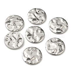 変色しない304ステンレススチールチャーム  テクスチャ  フラットラウンドのチャーム  ステンレス鋼色  8x1mm  穴：1.4mm&nbsp;LS-STAS-P326-03P