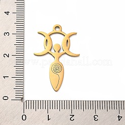 304ステンレスペンダント  三月の女神のチャーム  ゴールドカラー  30x20x1mm  穴：1.8mm&nbsp;STAS-D050-03G