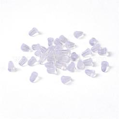 プラスチック製ピアスキャッチ  ピアスバックキャッチ  スタッドピアス用クラッチストッパー  透明  6x5x4mm  穴：0.5mm&nbsp;X-FIND-E003-04