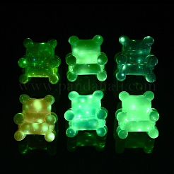 UVメッキアクリルビーズ  虹色の  暗闇で光る  クマ  23.5x22.5x20mm  穴：2.9mm&nbsp;MACR-K357-10L