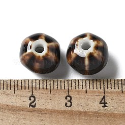 ヴィンテージ磁器製カボチャビーズ  アンティーク調の釉薬をかけたセラミックビーズ  サドルブラウン  12~12.5x10mm  穴：2.5mm&nbsp;PORC-L080-H04
