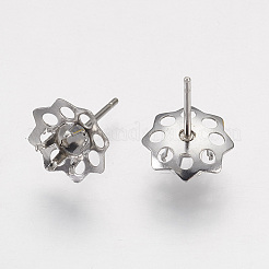 変色しにくい304ステンレススチール製イヤリング部品  花  ステンレス鋼色  15.5mm  花：10~10.5x4.5mm  トレイ：4mm  ピン：0.7mm&nbsp;STAS-G187-15P
