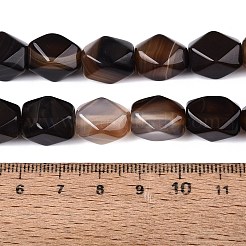 天然石瑪瑙ビーズ連売り  多面カット菱形  コーヒー  染め＆加熱  13~14x8.5~12x8.5~12mm  穴：0.9~1mm  約28個/連  15.16~15.35インチ（38.5~39cm）&nbsp;GG-N361-06A-06