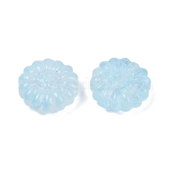 透明ガラスビーズ  花  焼き付け塗料  ライトブルー  16x15.5x7.5mm  穴：1.2mm&nbsp;DGLA-E004-05E