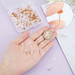 304ステンレススチールスタッドピアス金具200個  イヤリングパッド  フラットラウンド  200個のプラスチック製イヤーナット付き  ゴールドカラー  12x6x0.4mm  ピン：0.7mm&nbsp;STAS-BBC0001-42