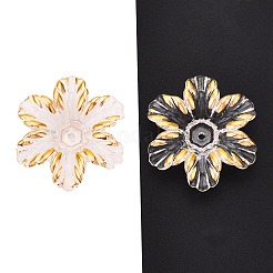 アクリルビーズキャップ  ゴールドライン入り  花  透明  31.5~32x31.5~32x9mm  穴：1.8mm  約354個/500g&nbsp;TACR-T028-16A