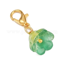 透明なガラスの花のペンダント装飾  亜鉛合金カニカン付き  ミックスカラー  25.5mm  12個/セット&nbsp;HJEW-JM04146