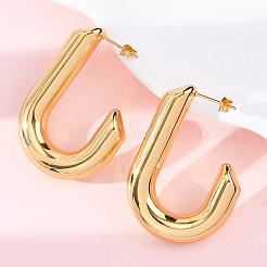 女性用 J字型 304 ステンレススチール スタッドピアス  ゴールドカラー  43.5x31x8mm&nbsp;EJEW-A125-02G