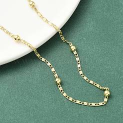 3.5mm丸玉真鍮オーバルリンクチェーンネックレス（女性用）  ラックめっき  長持ちメッキ  鉛フリー＆カドミウムフリー  18KGP本金メッキ  17.95インチ（45.6cm）&nbsp;LS-NJEW-K271-18G