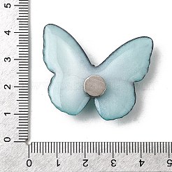 透明エポキシ樹脂カボション  蝶  金箔、ラインストーン、ABS模造真珠、マグネット、紙カード付き  ミディアムターコイズ  32x39.5x11mm&nbsp;RESI-A044-01A