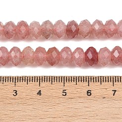 天然石ストロベリークォーツビーズ連売り  ロンデル  多面カット  8~8.5x5~6mm  穴：1mm  約68~76個/連  14.96~15.35''（38~39センチメートル）&nbsp;G-C259-A22-5x8mm