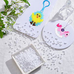 PE DIY メルティビーズ ヒューズビーズ リフィル 1000個  チューブ  ホワイト  5x5mm  穴：3mm&nbsp;DIY-SP0006-83C