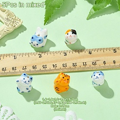 手作りプリント磁器ビーズ5個  動物  ミックスカラー  14~19x12~16x15~20mm  穴：2.5mm  5個/セット&nbsp;PORC-YW0001-18