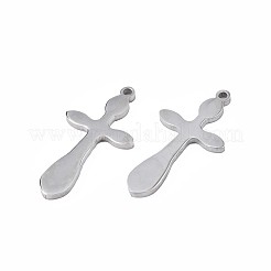 変色しない201ステンレススチールペンダント  クロス  ステンレス鋼色  35x17.5x2mm  穴：1.8mm&nbsp;STAS-N095-084