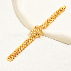 女性用エスニックヴィンテージ真鍮中空ハート型リンクブレスレット  18KGP本金メッキ  7-7/8インチ（20cm）&nbsp;YY6281