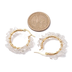 天然水晶クリスタルフープピアス  304ステンレススチールイヤリング金具  28.5~29.5x5~7mm&nbsp;EJEW-JE05709-03